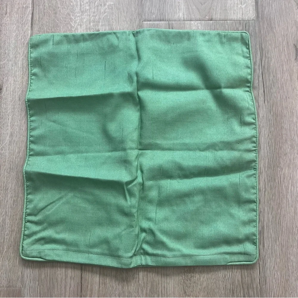 Vintage Chinese Green Silk Hand‎ Embroidered Flowers Pillow Sham Cover 15”